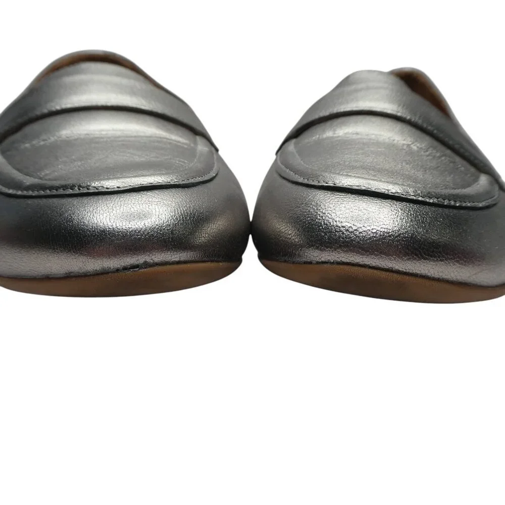 Miz Mooz Ken Pewter‎ Metallic Silver Leather Flats Loafers Womens 41 US 9.5-10